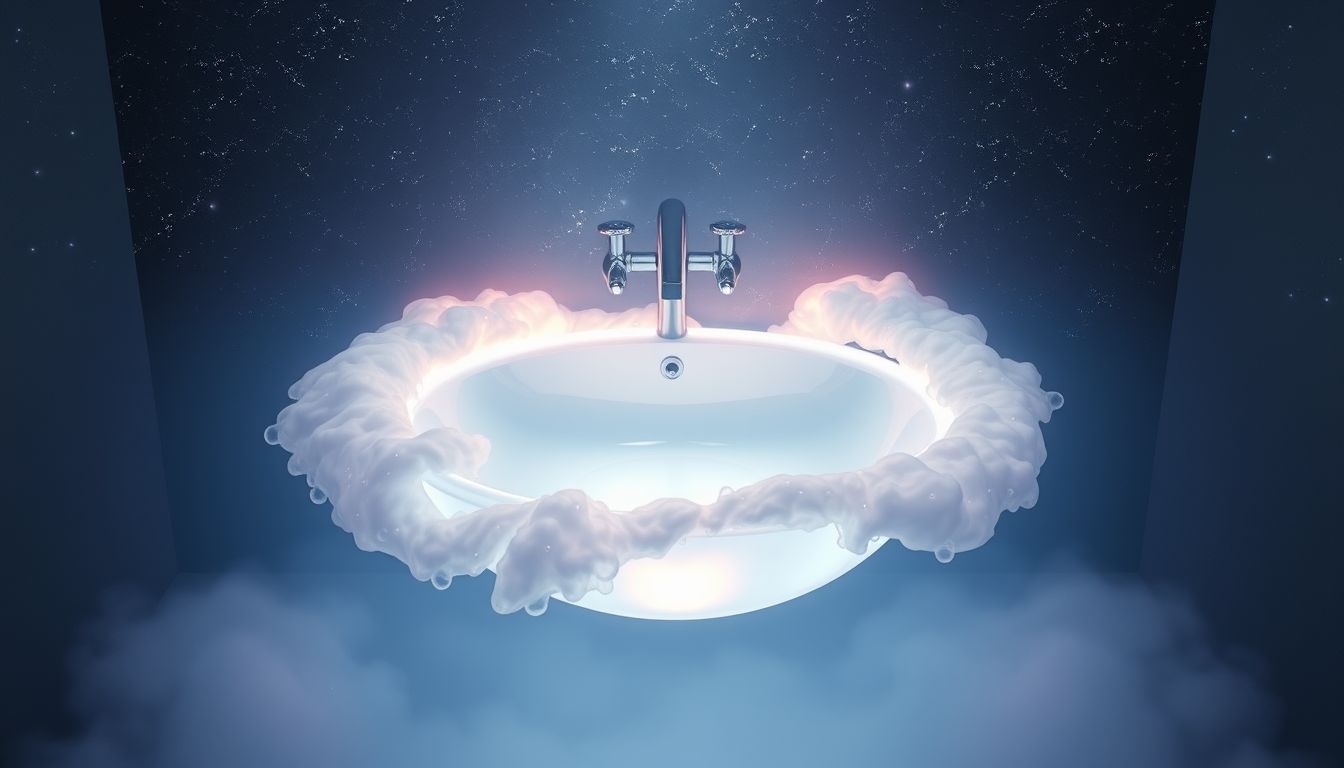 L'évier symbolise purification et soin de soi dans la salle de bain.