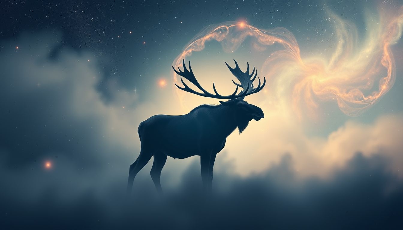 L'orignal solitaire symbolise autonomie et profonde réflexion intérieure.