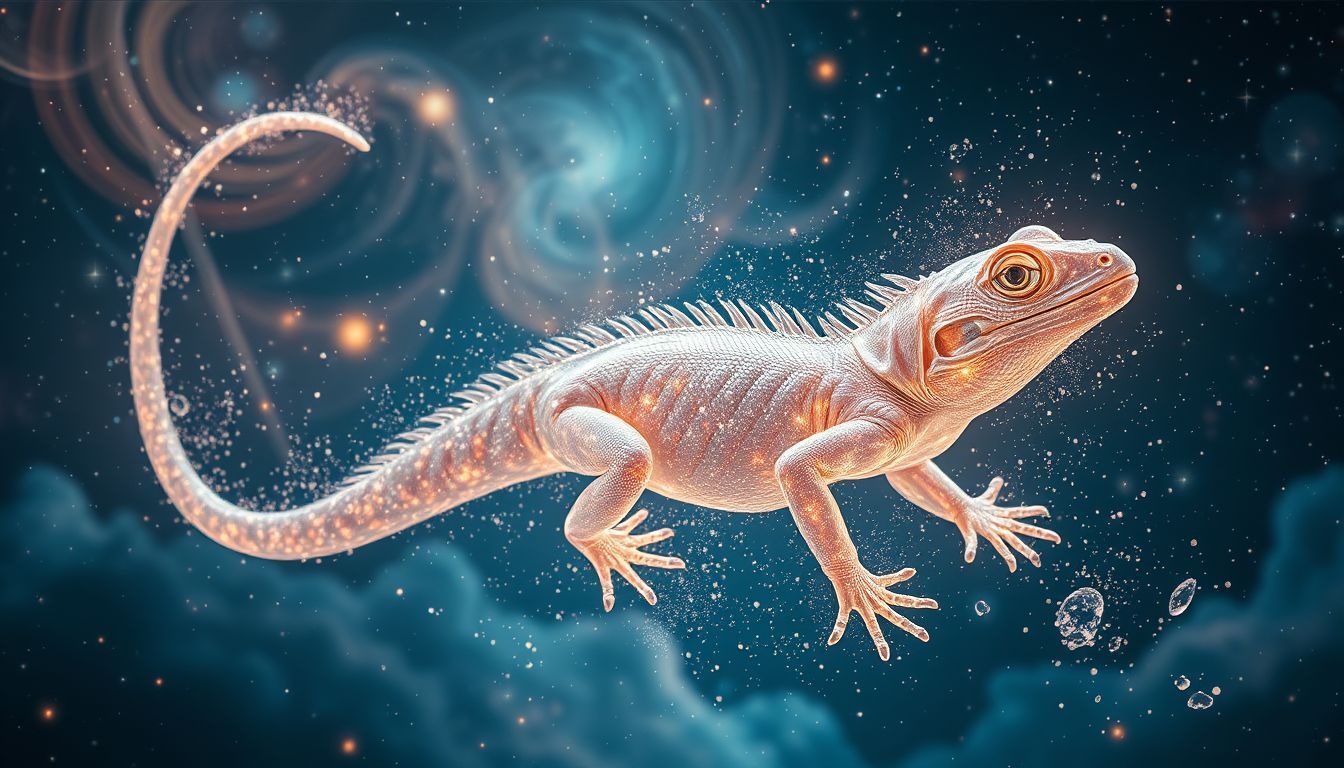 Le lézard symbolise la renaissance et le lâcher-prise du passé.