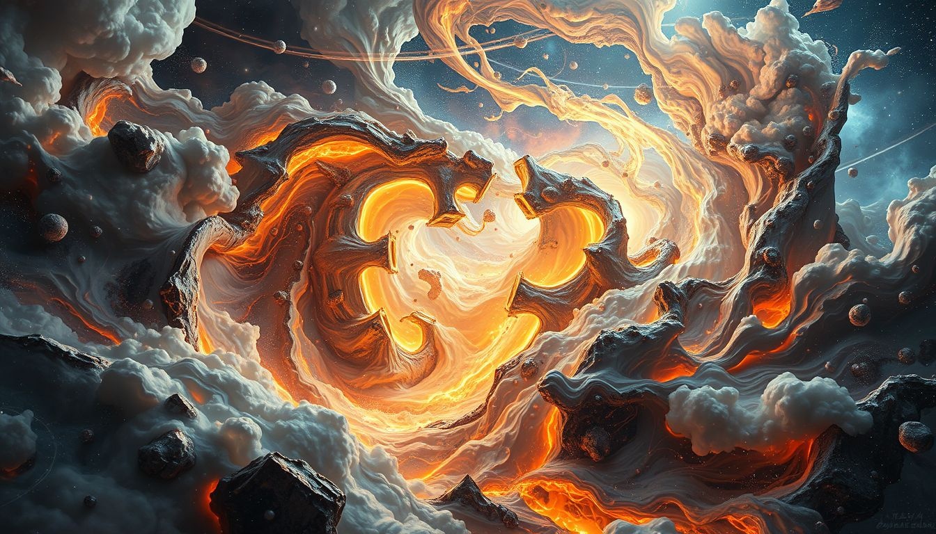 Le métal fondu symbolise la transformation intense et la renaissance intérieure.