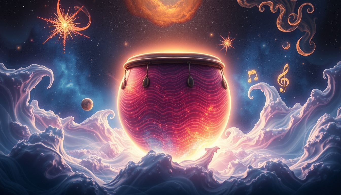 Le tambour symbolise le pouvoir, le rythme et l’ancrage intérieur.