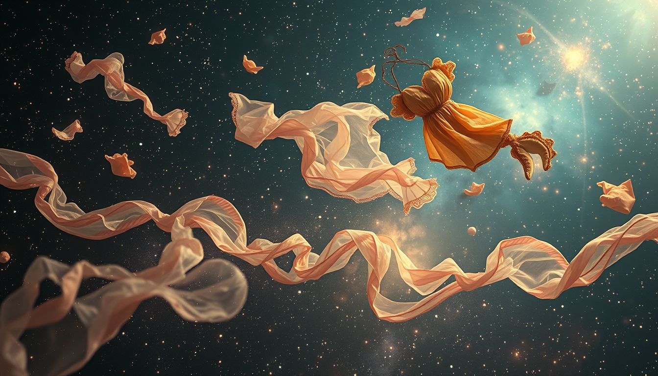 Les vêtements démodés symbolisent souvent des souvenirs ou regrets anciens.