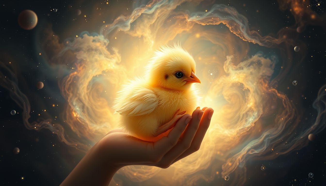 Un poussin blessé symbolise souvent une vulnérabilité émotionnelle profonde.