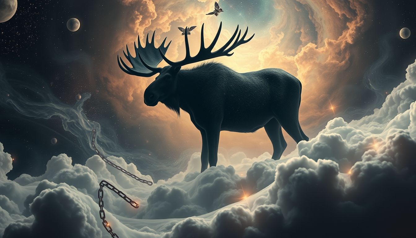 Rêver d'un orignal agressif révèle stress et vulnérabilité intérieure.