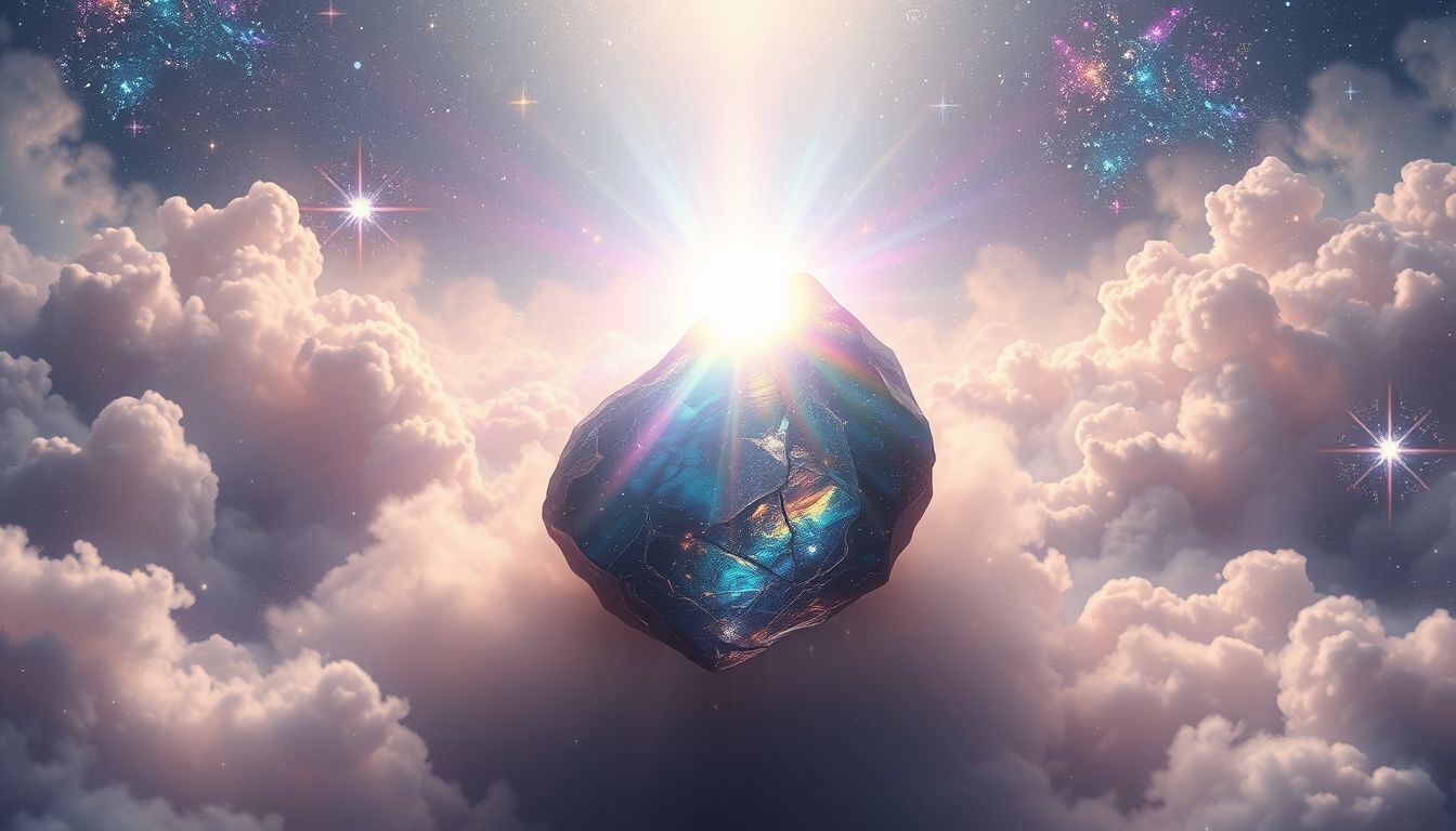 Rêver d'obsidienne arc-en-ciel symbolise espoir et guérison intérieure.