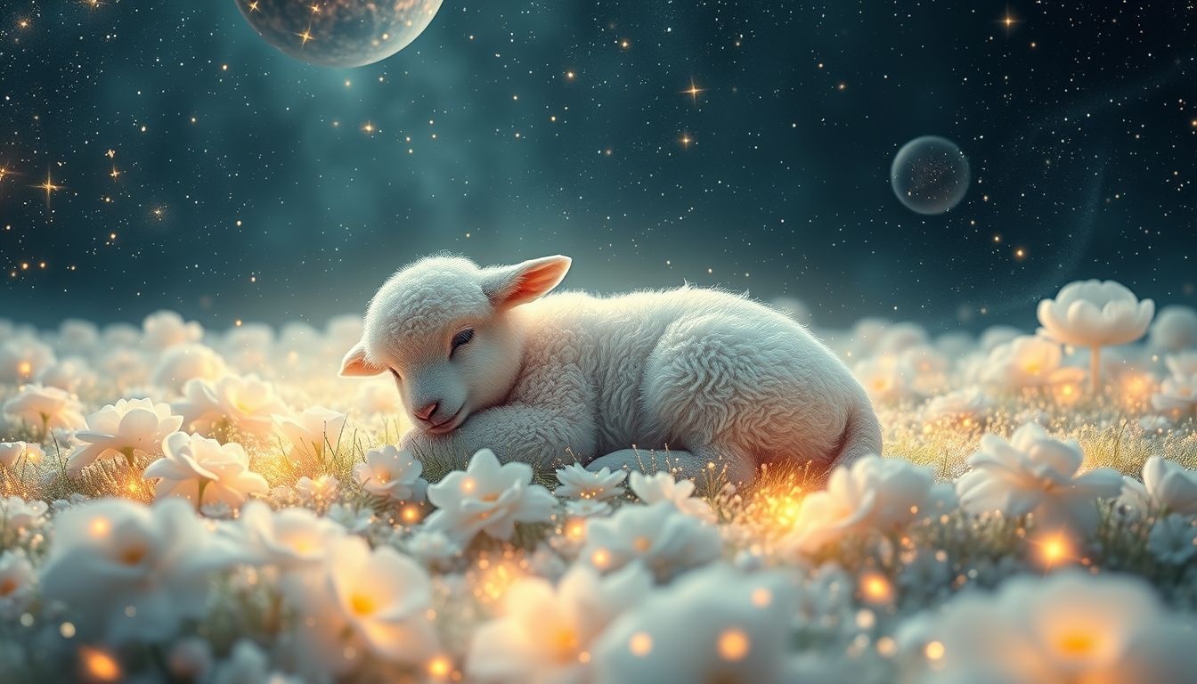 Rêver d'agneau symbolise souvent innocence et sérénité intérieure profonde.