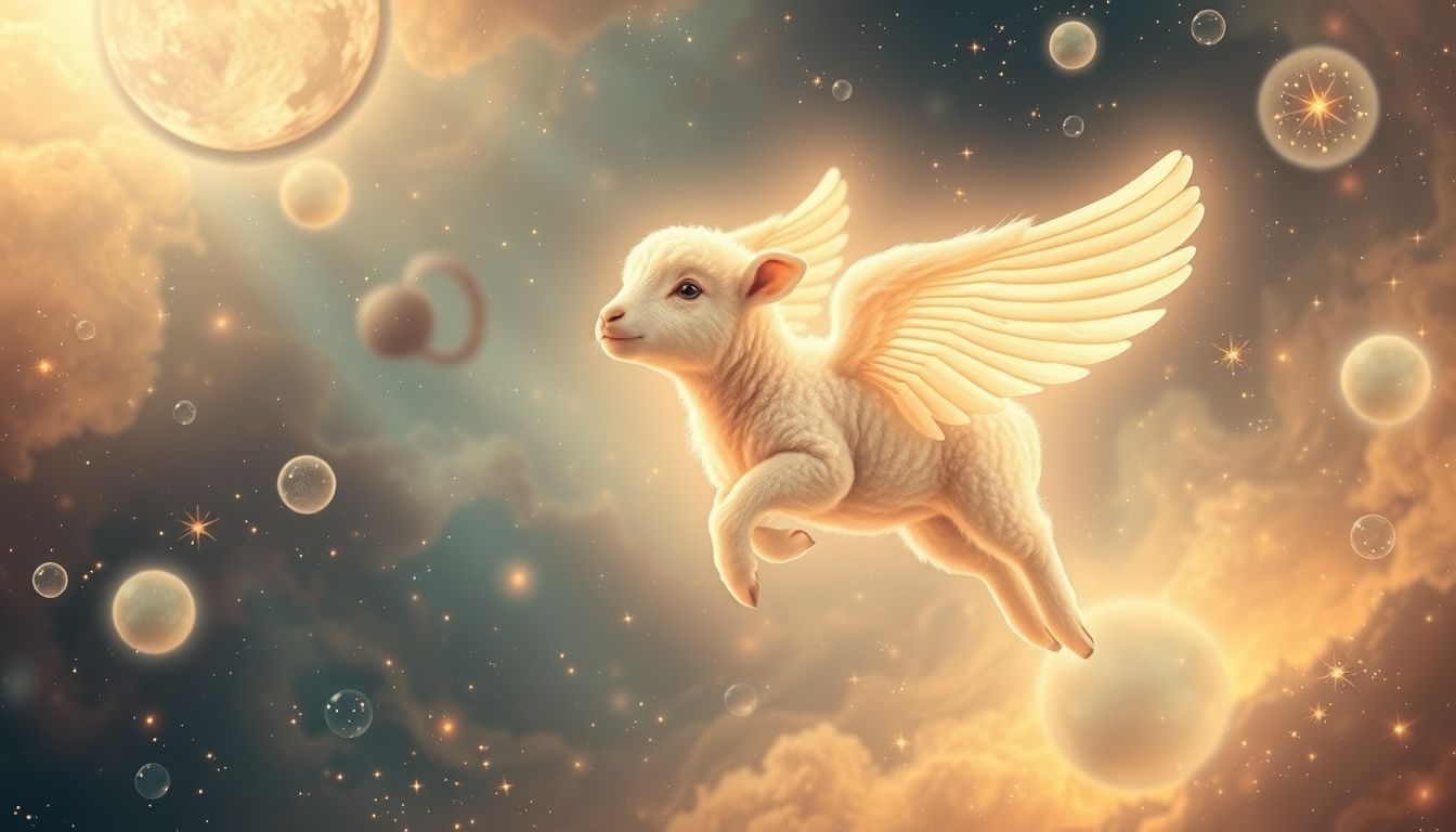 Rêver d’un agneau volant symbolise la liberté intérieure et l’élévation.