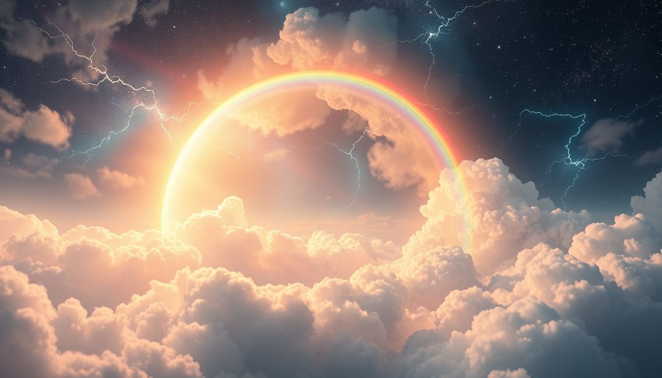 Rêver d’arc-en-ciel et orage symbolise harmonie après conflit intense.