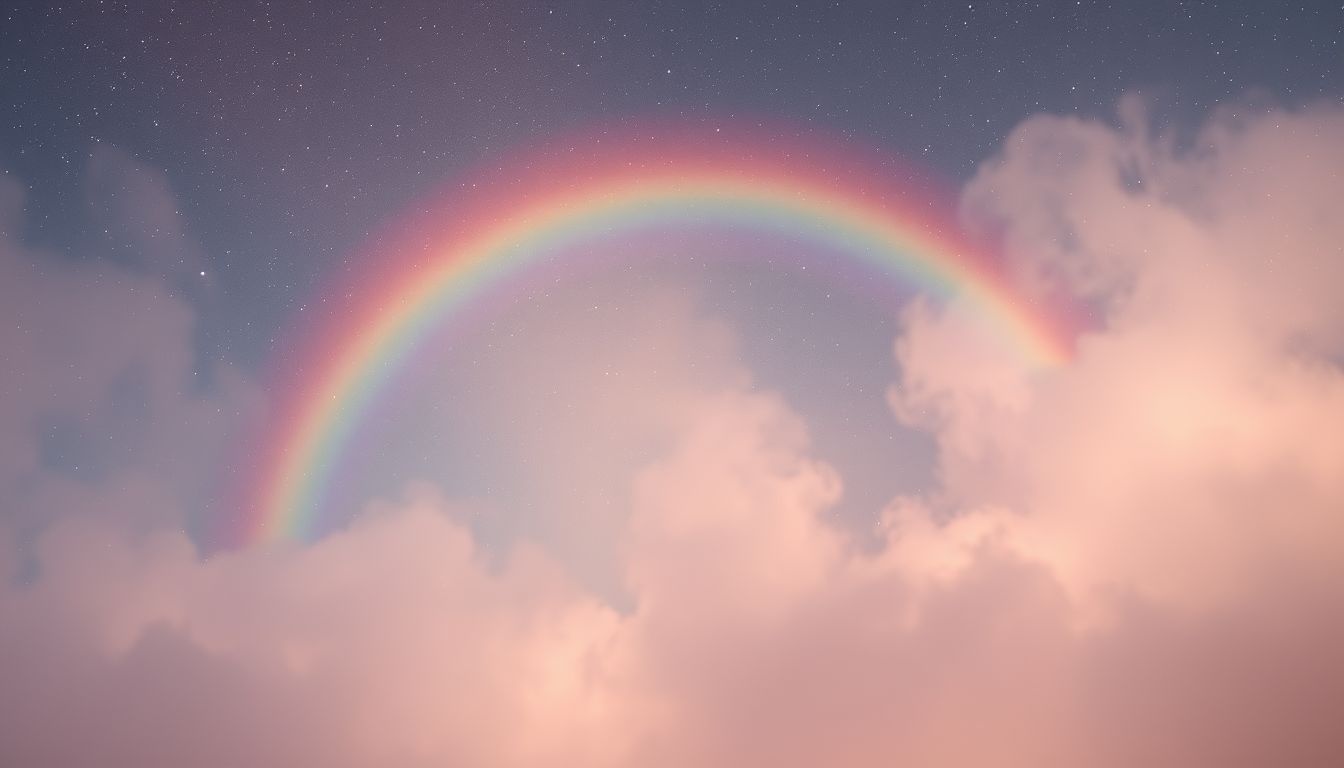 Un arc-en-ciel flou symbolise souvent des espoirs incertains.