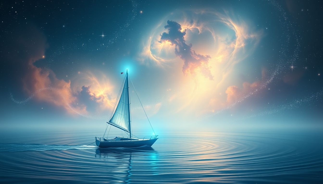 Rêver d’un bateau à mât bleu symbolise paix intérieure et intuition.