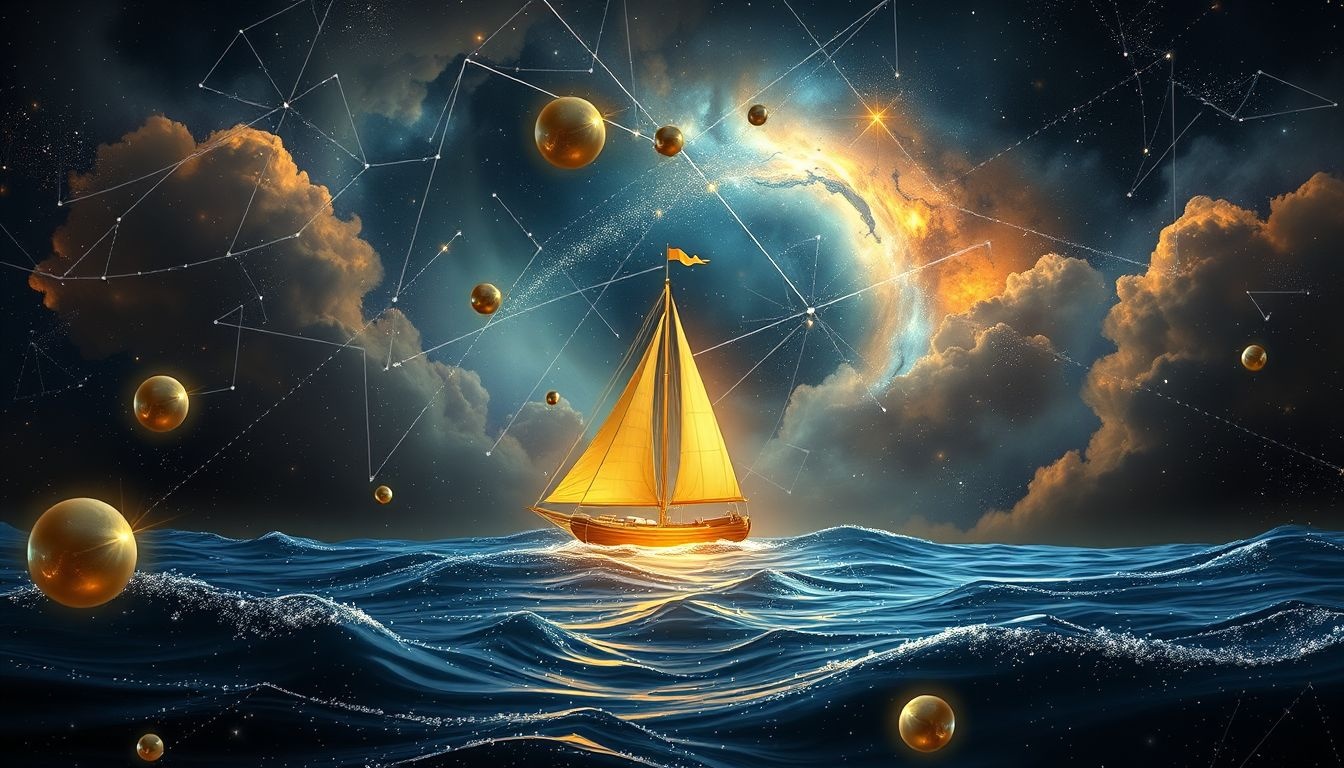 Rêver d’un bateau à mât doré symbolise richesse et réussite imminente.