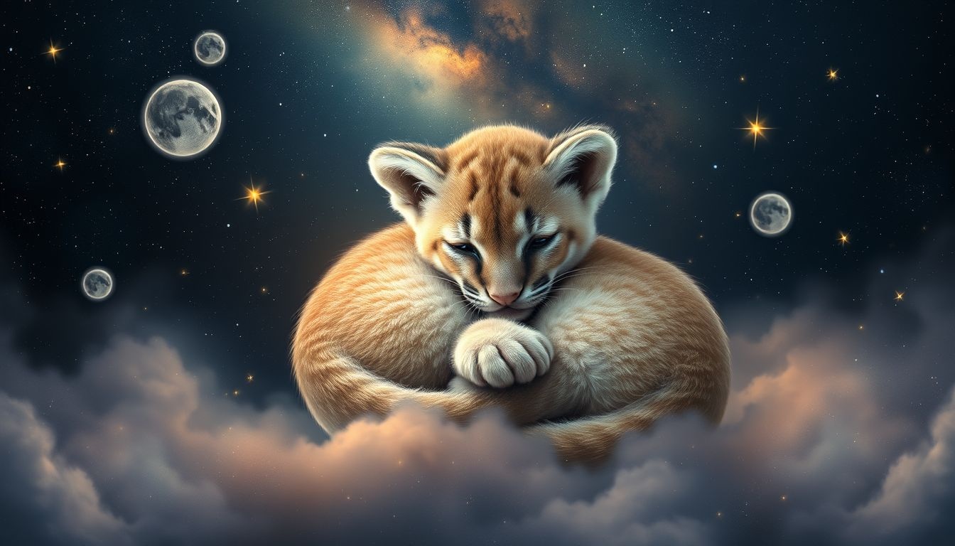 Rêver d’un bébé couguar symbolise innocence et nouveaux départs.