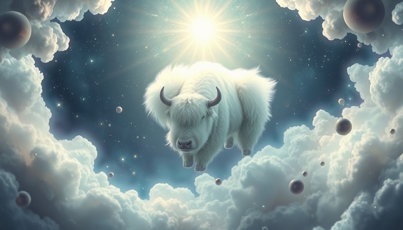 Rêver d’un bœuf musqué blanc symbolise la pureté spirituelle intense.