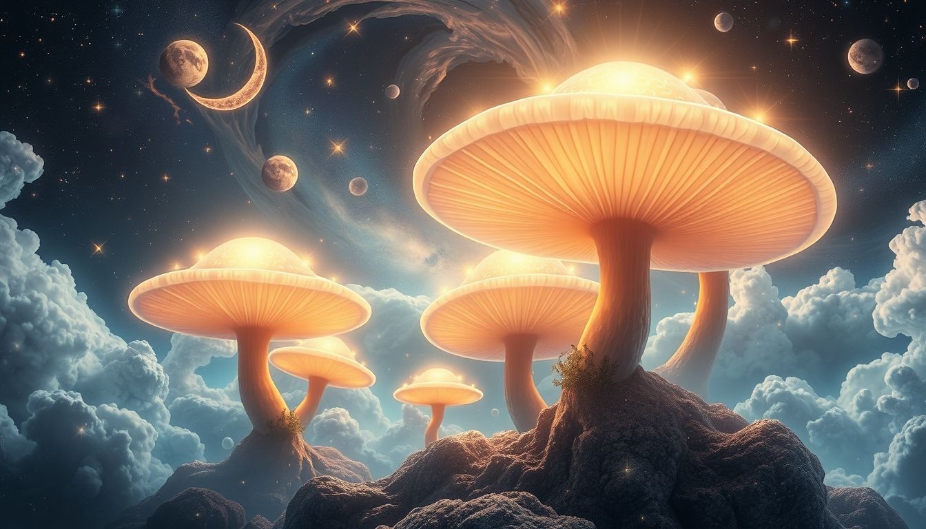 Rêver d’un champ de champignons symbolise abondance et fertilité cachées.