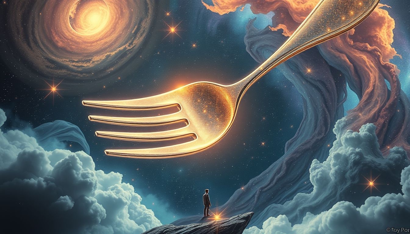 Rêver d’un couvert géant révèle une ambition ou un stress intense.