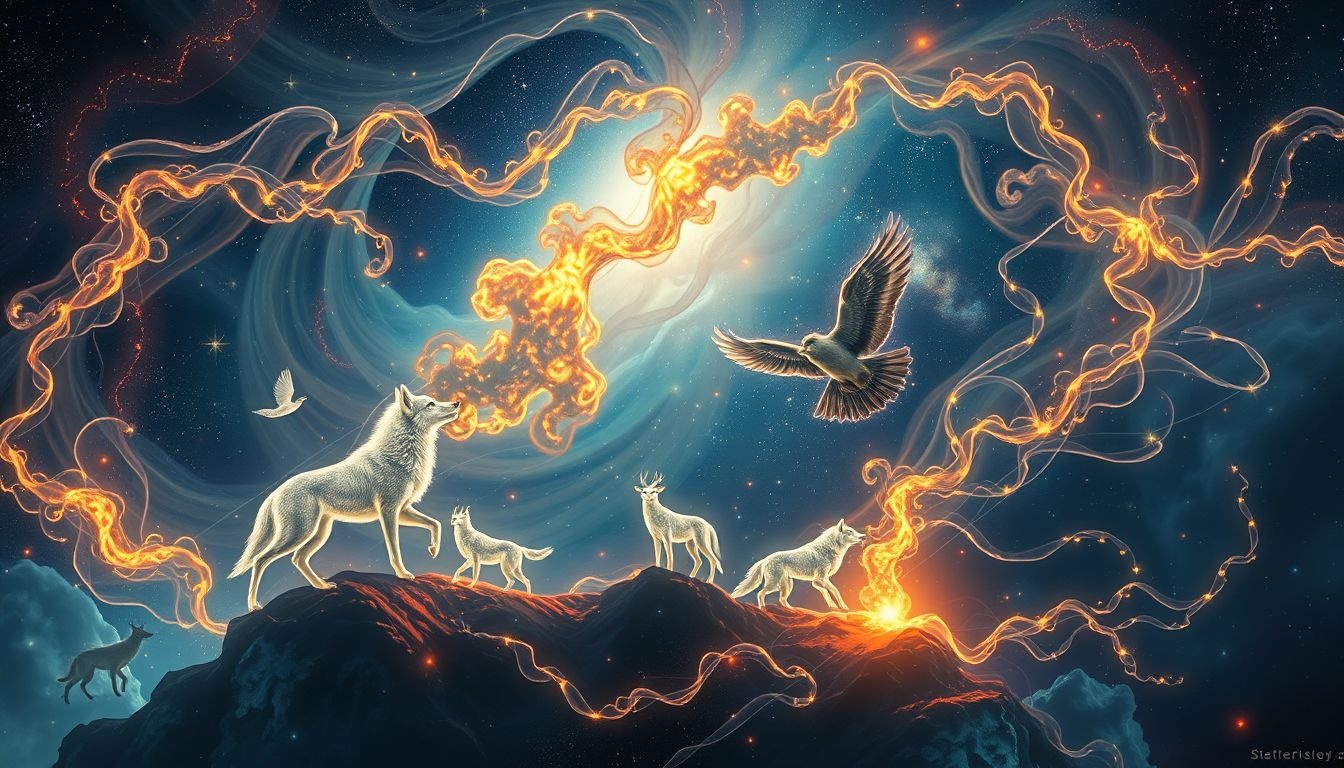 Rêver d'animaux au feu symbolise l'instinct et l'harmonie naturelle.
