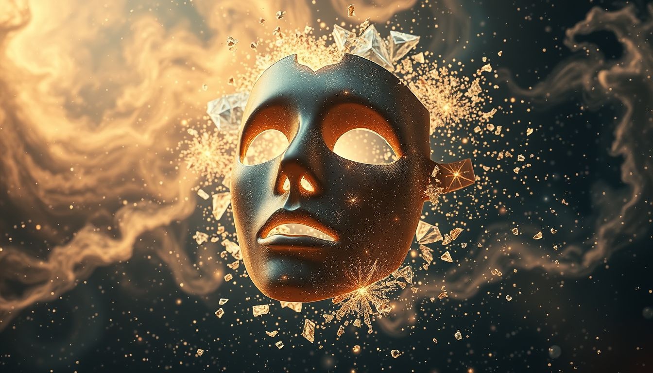 Rêver d’un masque brisé révèle une vulnérabilité cachée profonde.