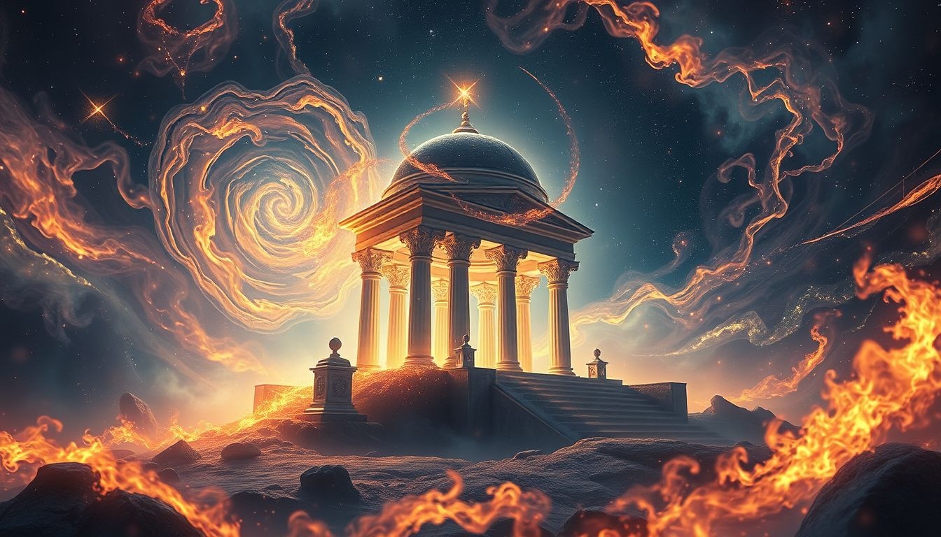 Rêver d'un mausolée en feu symbolise purification et renaissance intérieure.