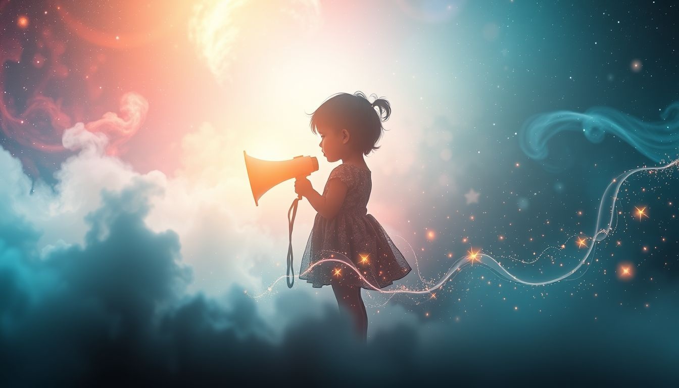 Rêver d'un enfant avec un mégaphone symbolise un besoin d'expression.