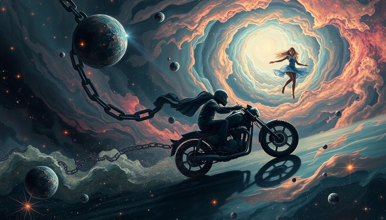 Rêver d'un motard poursuivant exprime souvent anxiété et fuite intérieure.