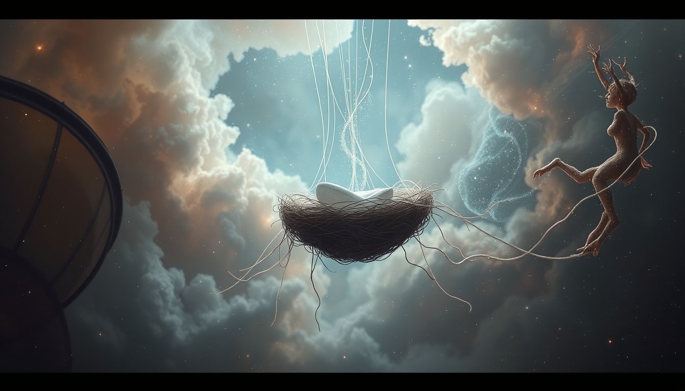 Rêver d’un nid de cocon tombant symbolise perte de protection intérieure.