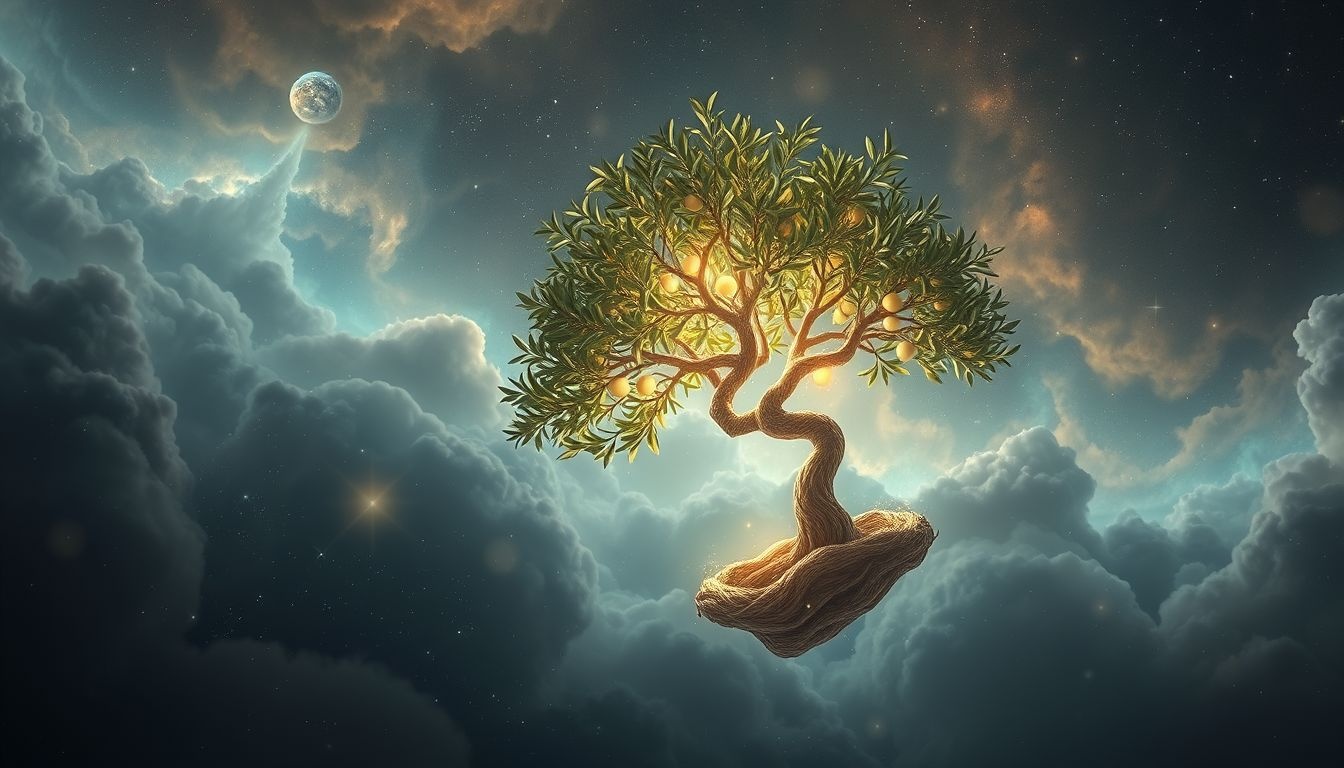 Rêver d'olivier sacré symbolise paix divine et guidance spirituelle.