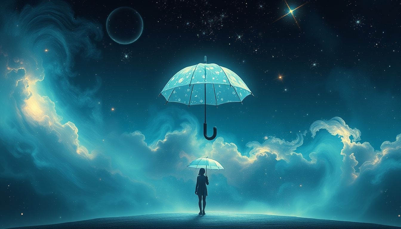 Un parapluie trop petit reflète un sentiment d'insécurité personnelle.