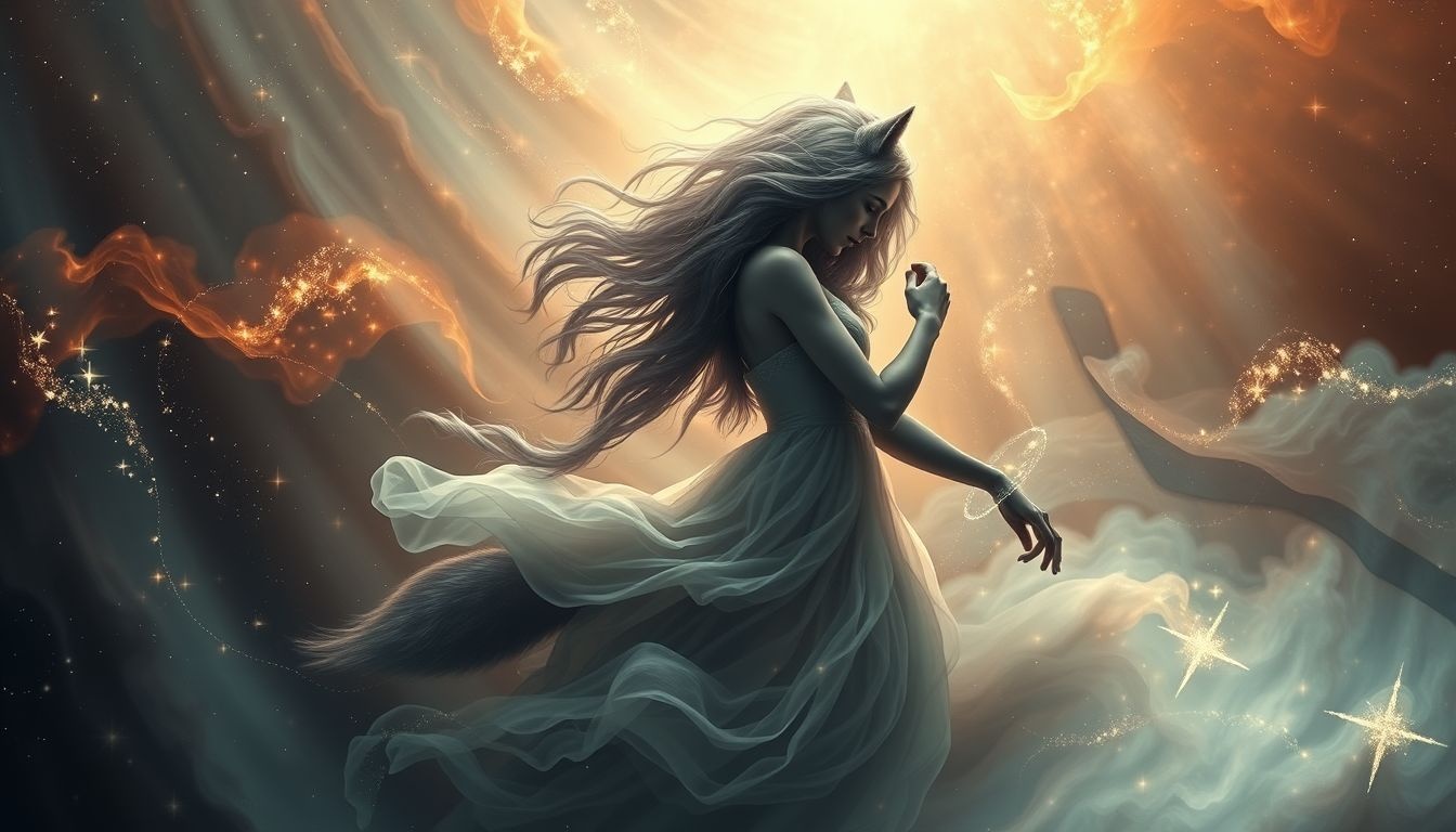 La bergère symbolise la douceur, le loup l'instinct sauvage.