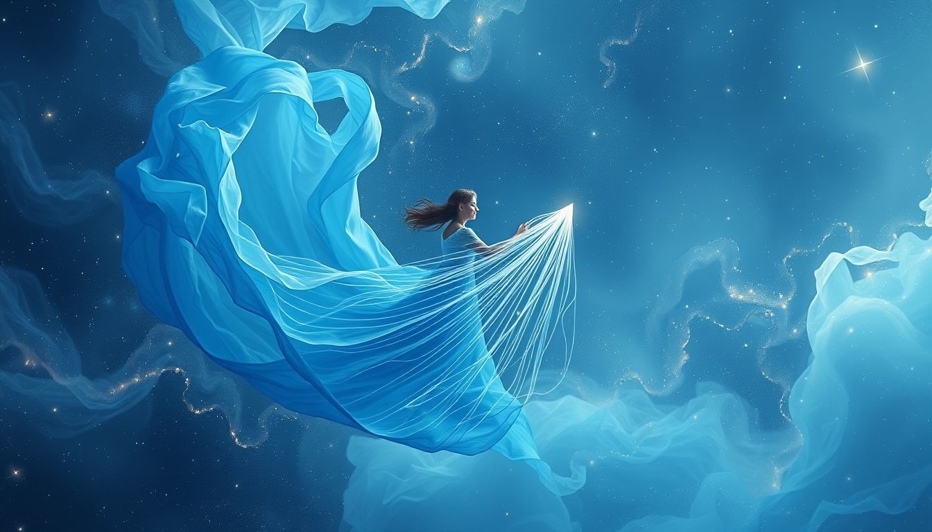 Rêver d’une brodeuse sur tissu bleu symbolise sérénité intérieure profonde.