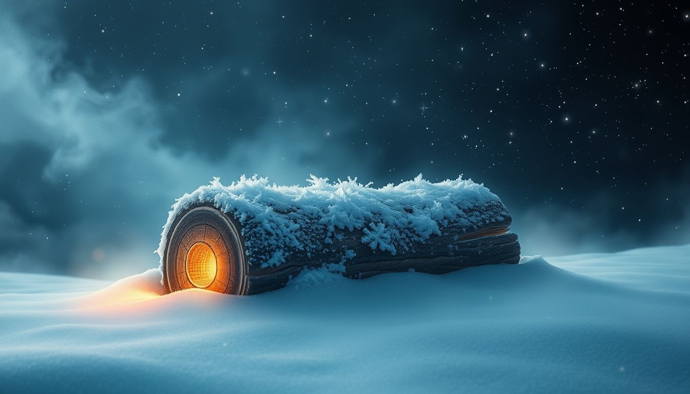 Rêver d’une bûche enneigée symbolise isolation et protection émotionnelle.