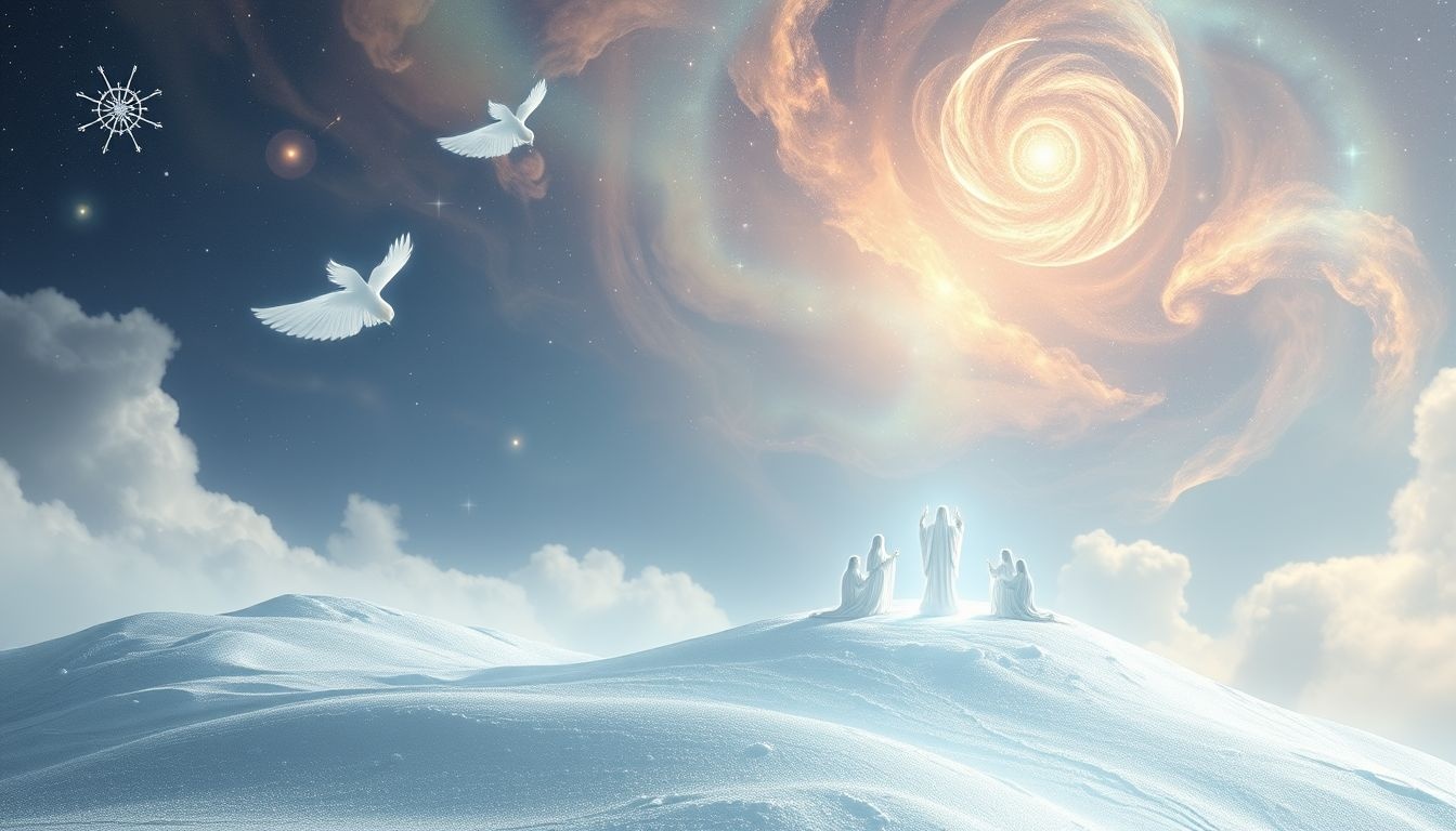 Rêver d'une cérémonie sur montagne enneigée symbolise une quête spirituelle élevée.
