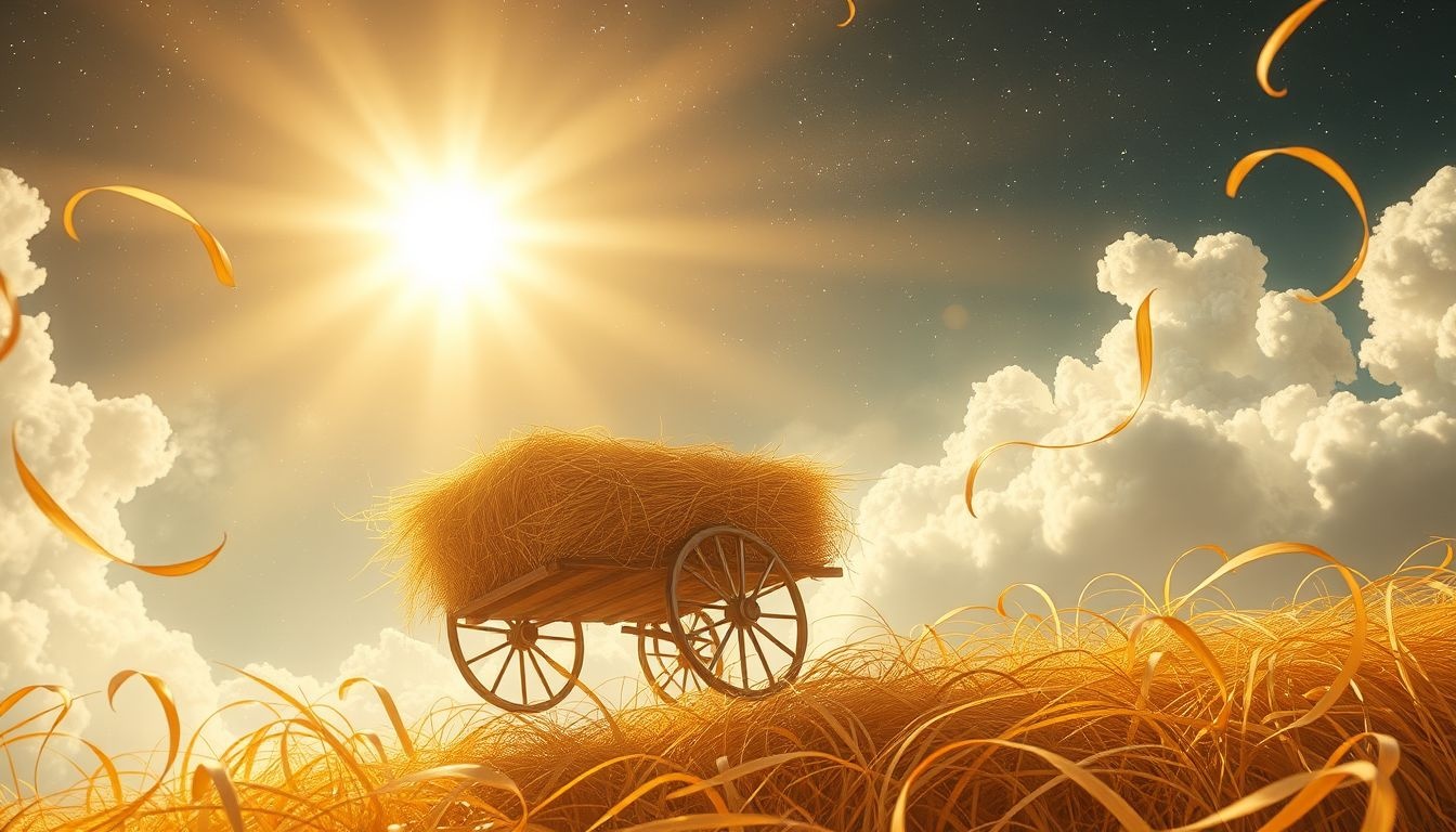 Rêver d'une charrette à foin sous le soleil symbolise joie intense.