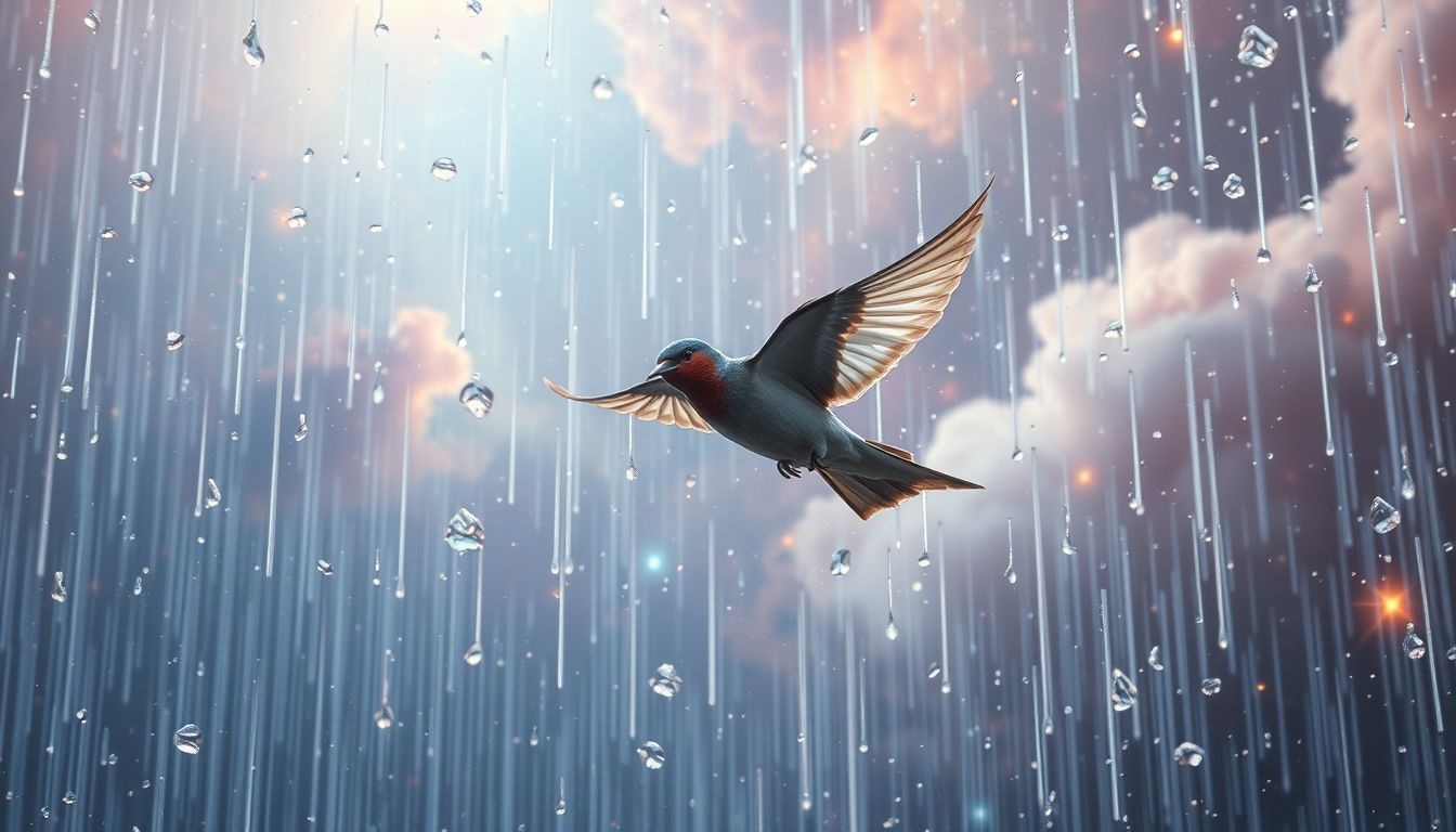 Rêver d’une hirondelle sous la pluie symbolise l’espoir persistant.