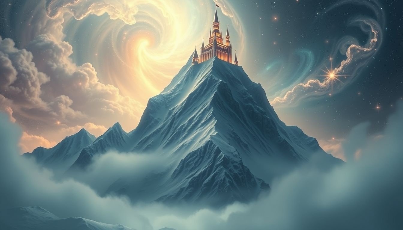 Rêver d’une montagne enneigée et château symbolise ambition et pouvoir.