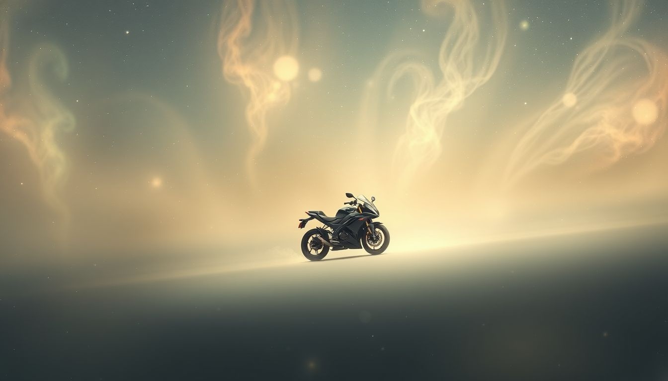 Rêver d'une moto silencieuse symbolise discrétion et profonde introspection personnelle.