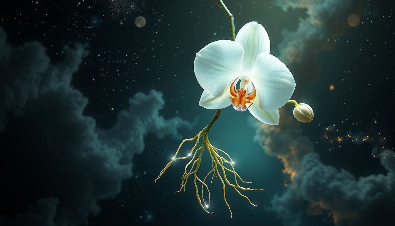 Rêver d’orchidée aux racines visibles symbolise ancrage profond.
