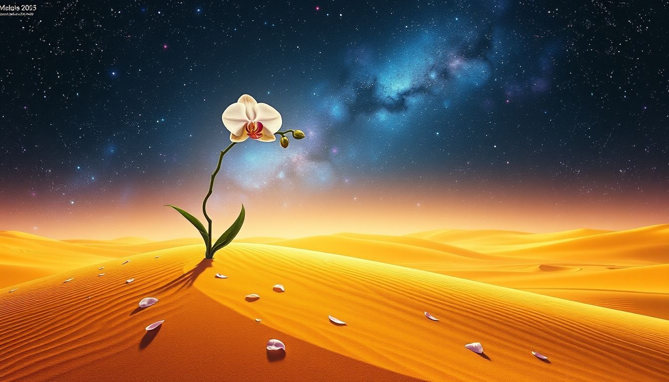 Rêver d’orchidée dans un désert symbolise espoir et force intérieure.