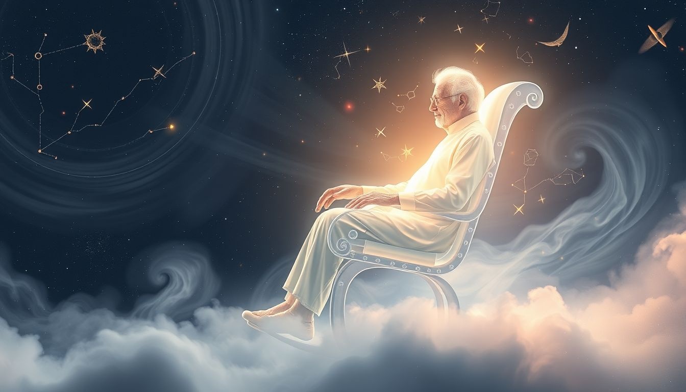 Rêver d'une personne âgée en fauteuil révèle sagesse et conseils précieux.