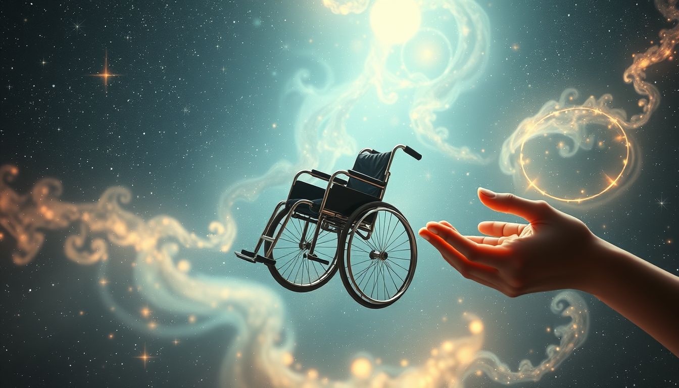 Rêver d’un fauteuil roulant symbolise souvent lutte entre dépendance et autonomie.