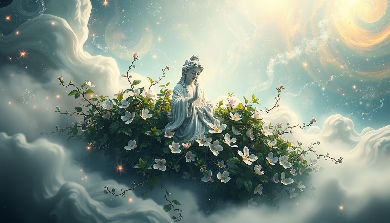 Rêver d’une statue en jardin symbolise paix intérieure et stabilité.