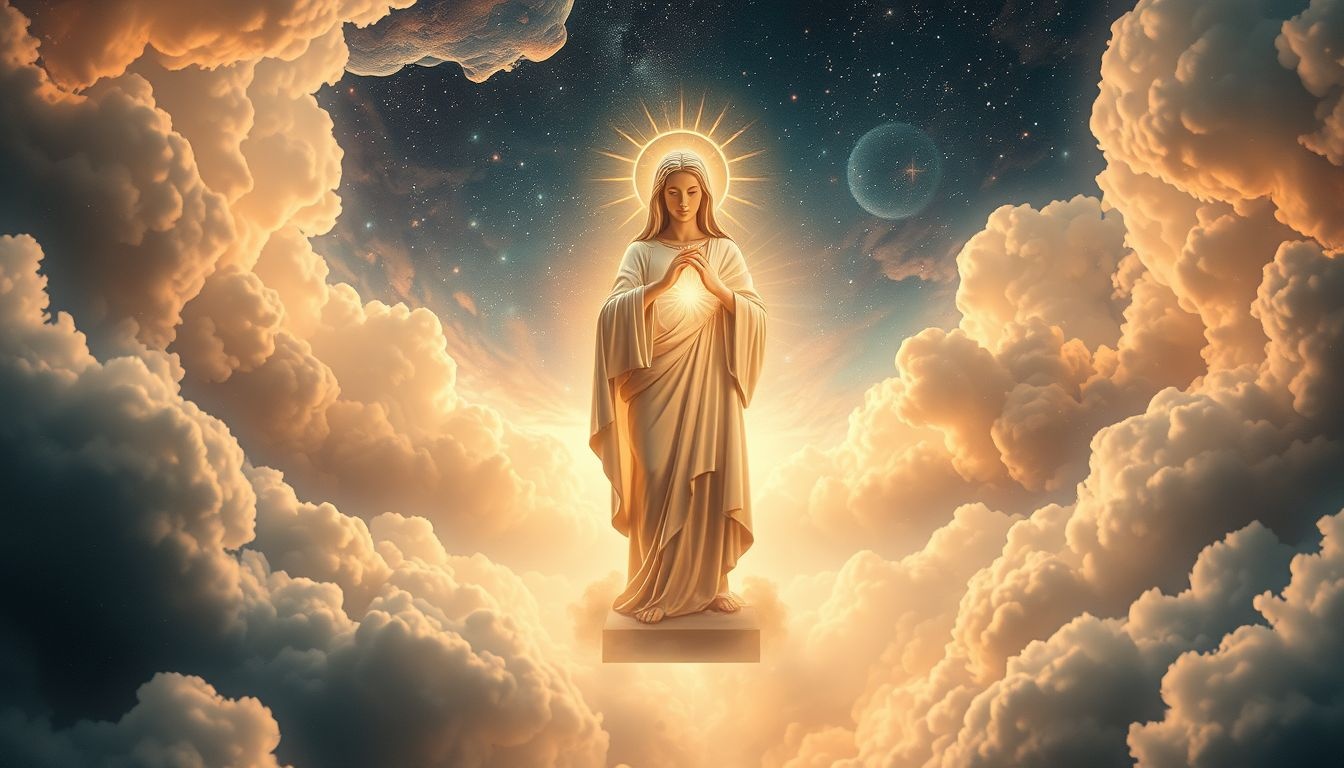 Rêver d'une statue religieuse symbolise la quête de guidance divine.