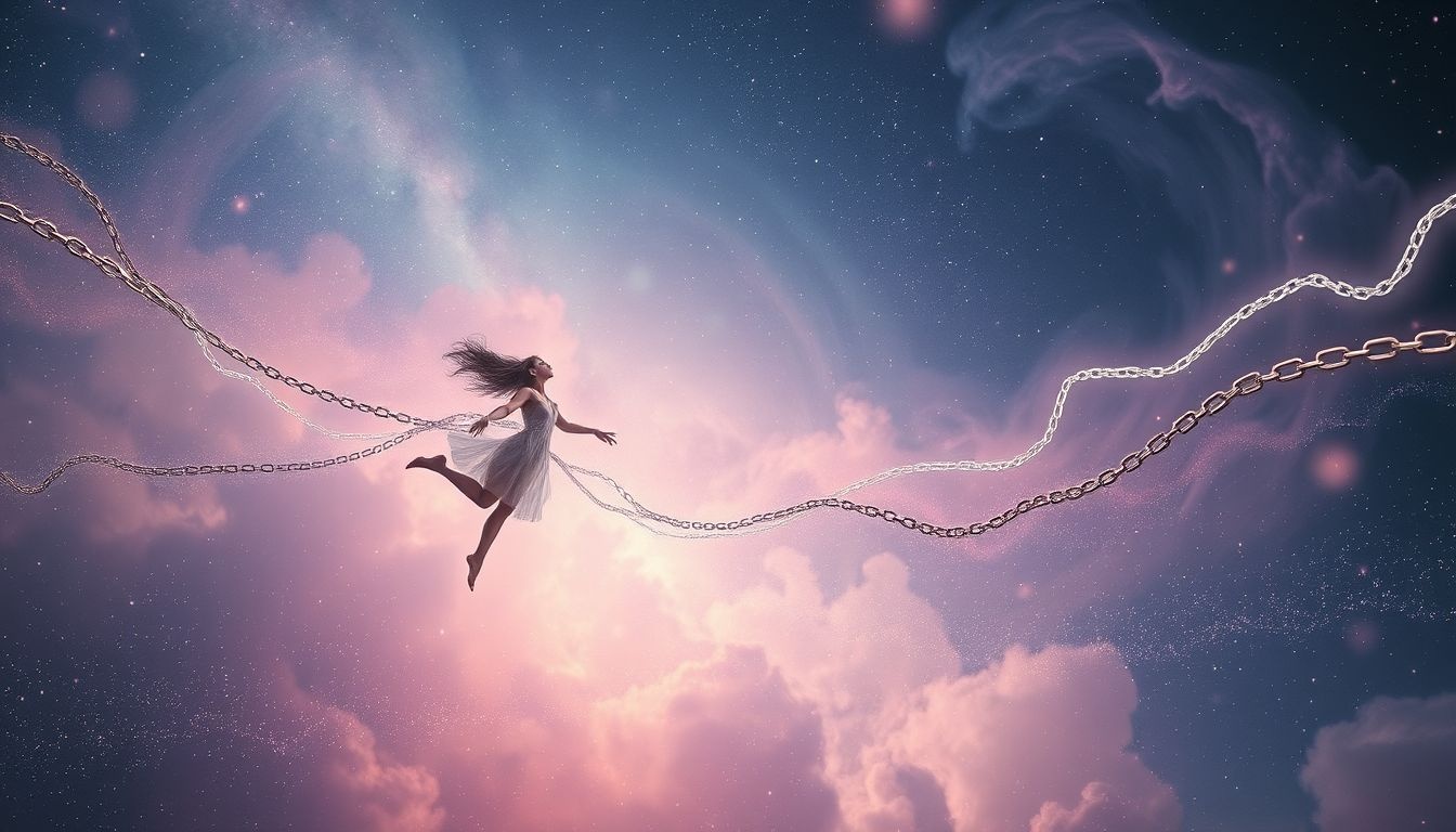 Le lâcher-prise en rêve symbolise la liberté intérieure et paix.