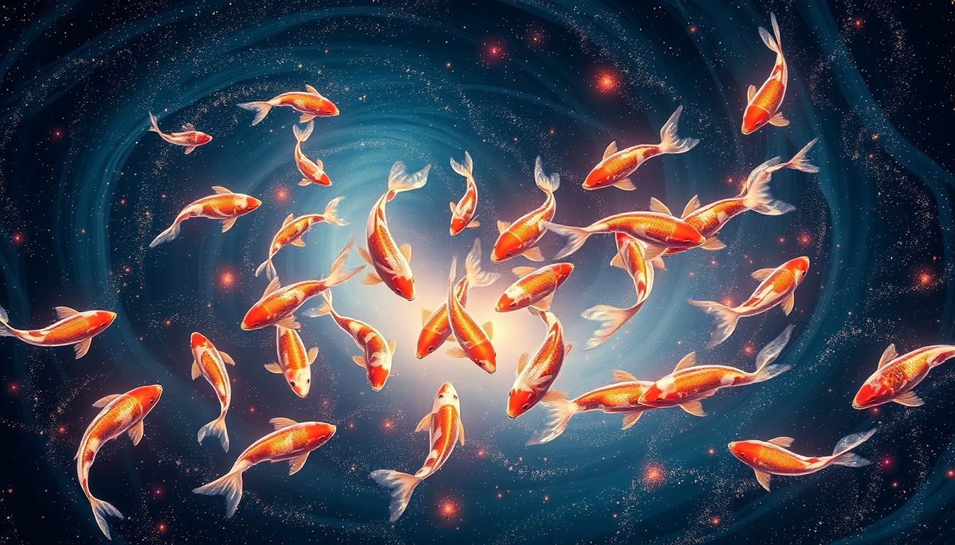Rêver de carpes en groupe symbolise l'unité et l'équilibre social.