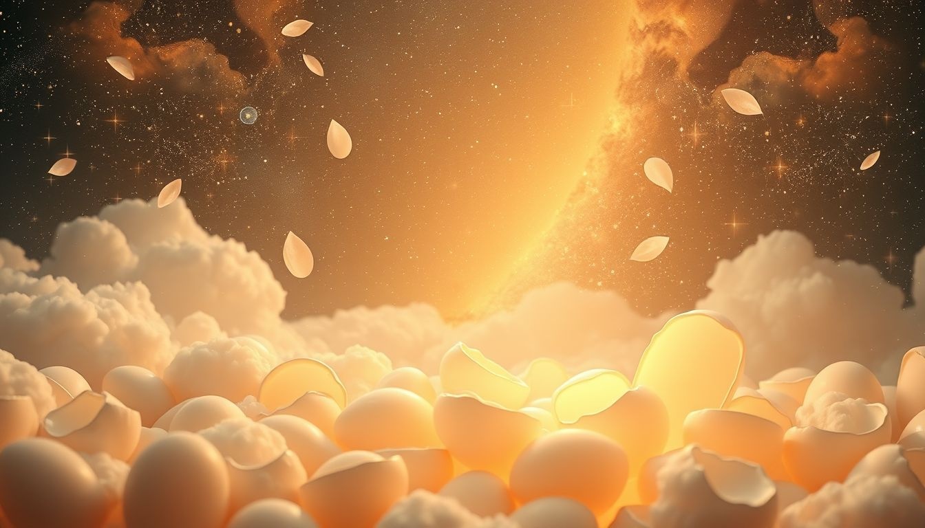 Rêver de coquilles d'œufs symbolise souvent renouveau et fertilité.