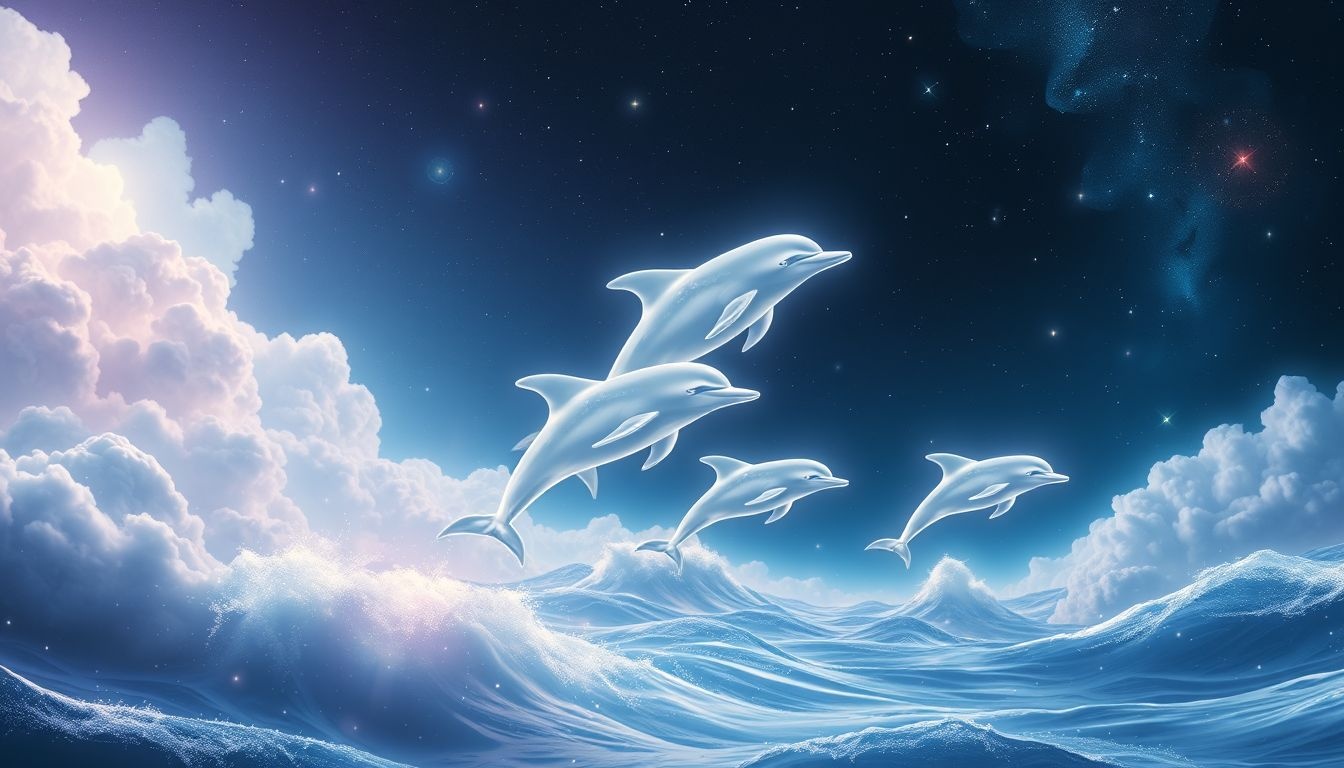 Rêver de dauphins symbolise la joie et la guidance spirituelle.
