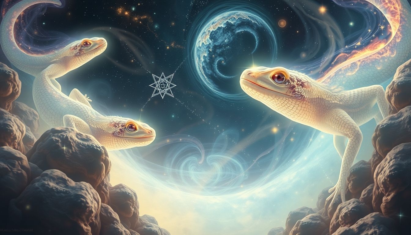 Les reptiles parlants symbolisent intuition, transformation et énergie primale.