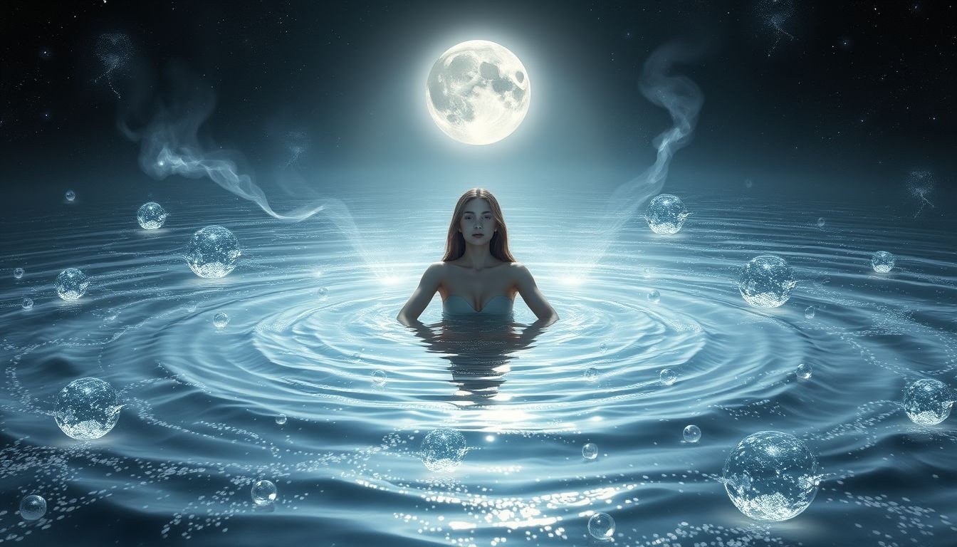 Se baigner au clair de lune symbolise guérison et paix intérieure.