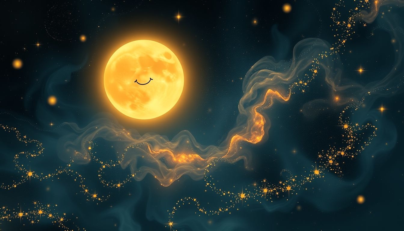 Rêver de Séléné souriante symbolise un bonheur paisible et profond.