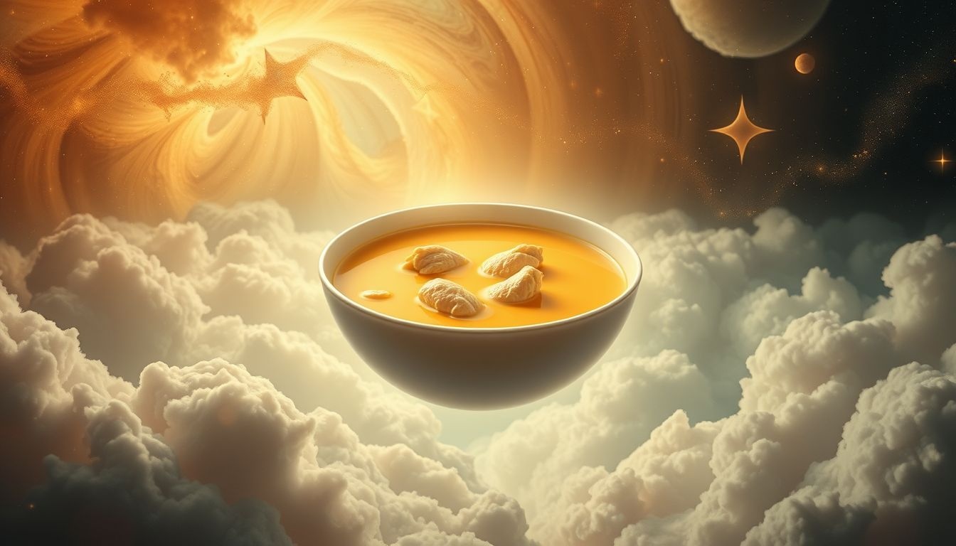 Rêver de soupe au poulet en lieu étrange symbolise un soutien surprenant.