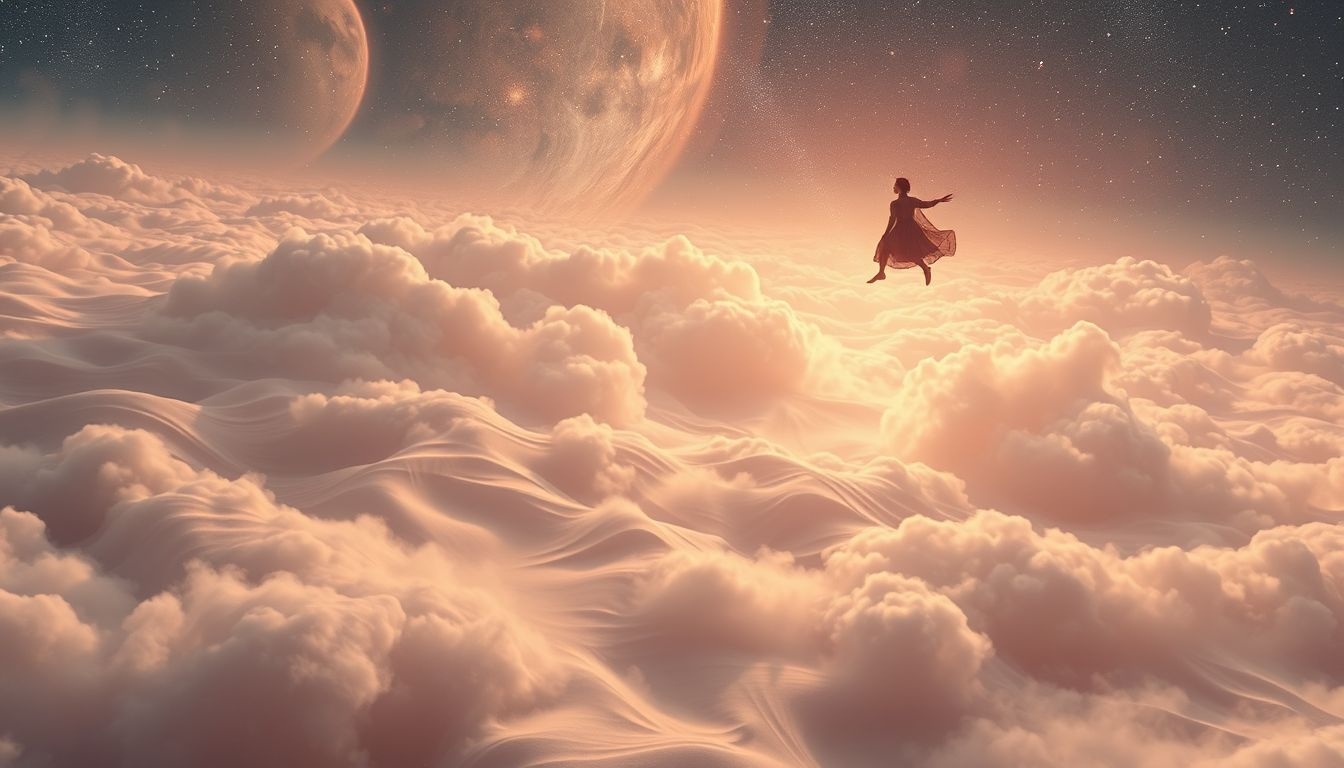 Voler au-dessus des sables mouvants symbolise la fuite des soucis.